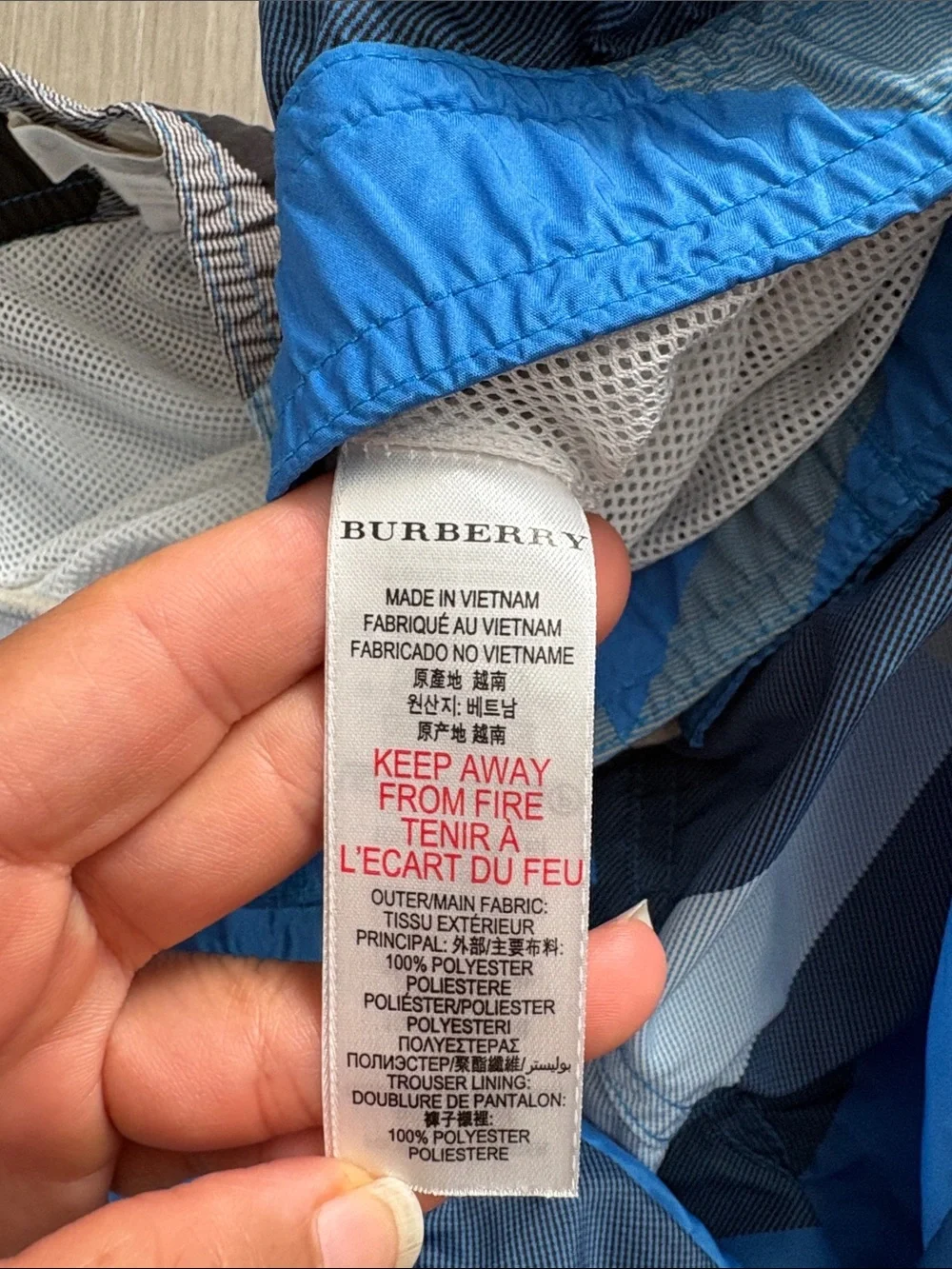 Burberry Blue Plaid Kids Swim Trunks
